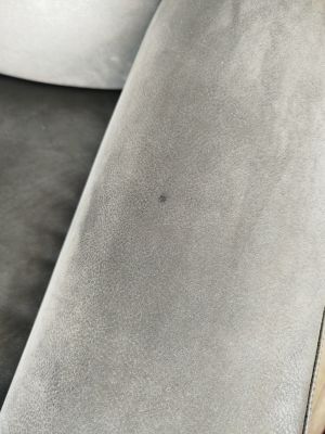 Edra - Sessel Chiara Leder PLX Tessuto 9620 Anthrazit Gestell Und Füße Stahl Verchromt Mit Hocker - 3